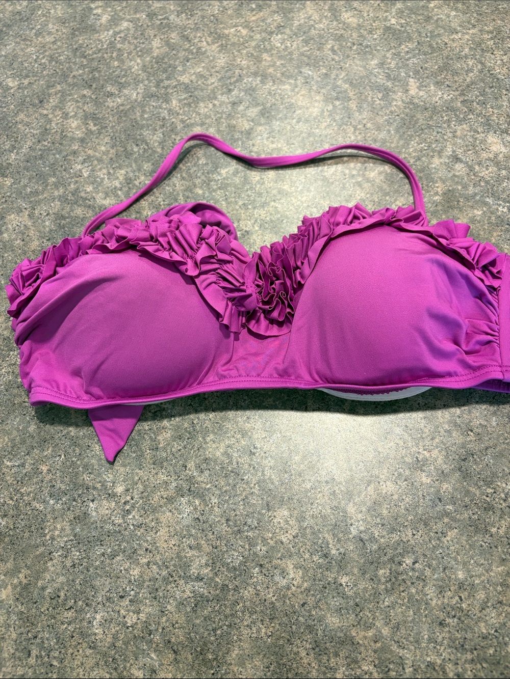 Kenneth Cole Purple Ruffle Bandeau Bikini Top